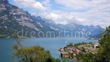 瑞士美丽的湖景